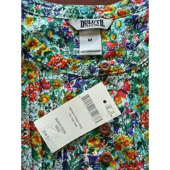 Duluth Trading Women's Artisan Hemp Pin-Tuck Tank In Multi Ditsy Garden Floral - Picture 5 of 9